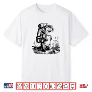 Hiking River Otter Backpacking Animals Funny Men Women Shirt