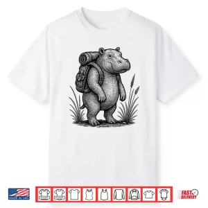 Hiking Hippo Backpacking Nature Wildlife Animal Hippopotamus Shirt