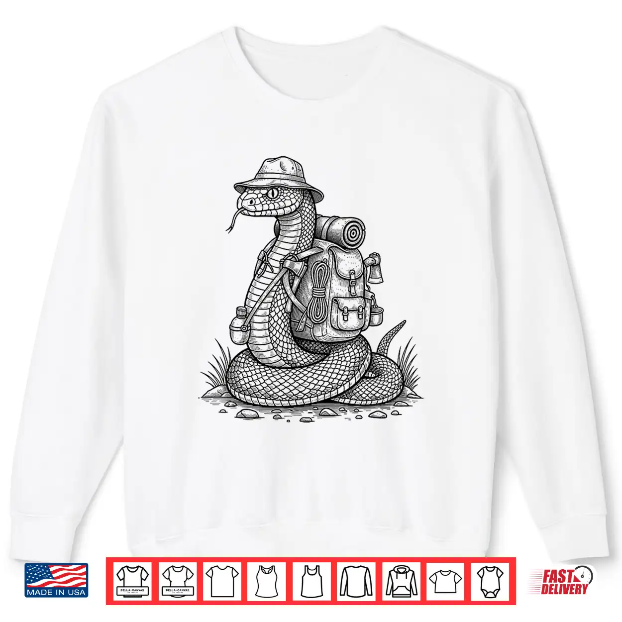 Hiking Snake Backpacking Animals Funny Cottagecore Reptile Shirt