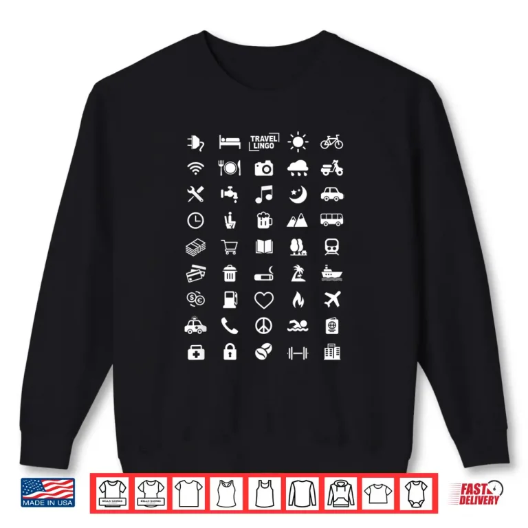 Sweatshirt Icon Travel Language Functional Traveler Backpacking Gift Shirt