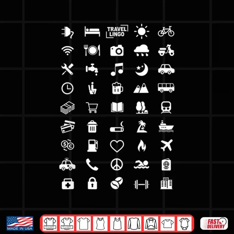 Design Icon Travel Language Functional Traveler Backpacking Gift Shirt