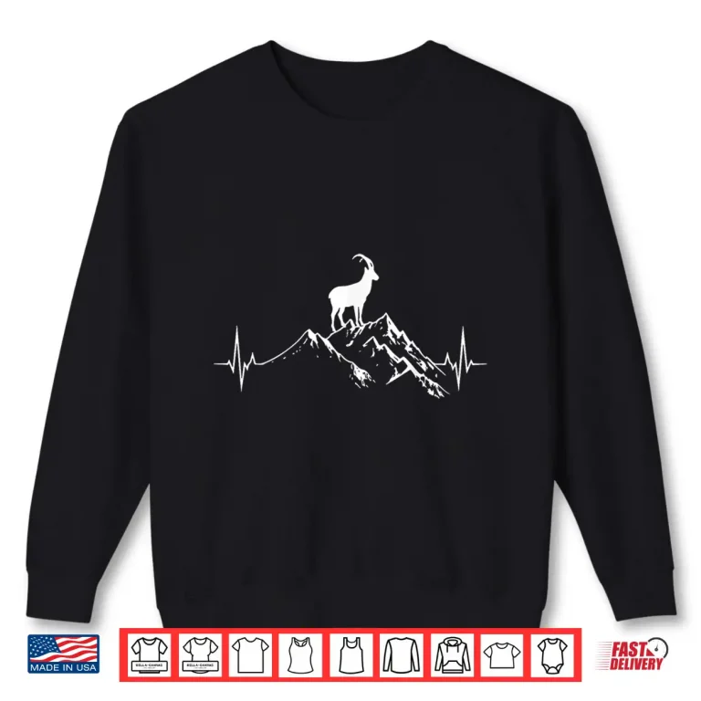 Sweatshirt Mountain Goat Heartbeat Hiking Hiker Outdoor Shirt
