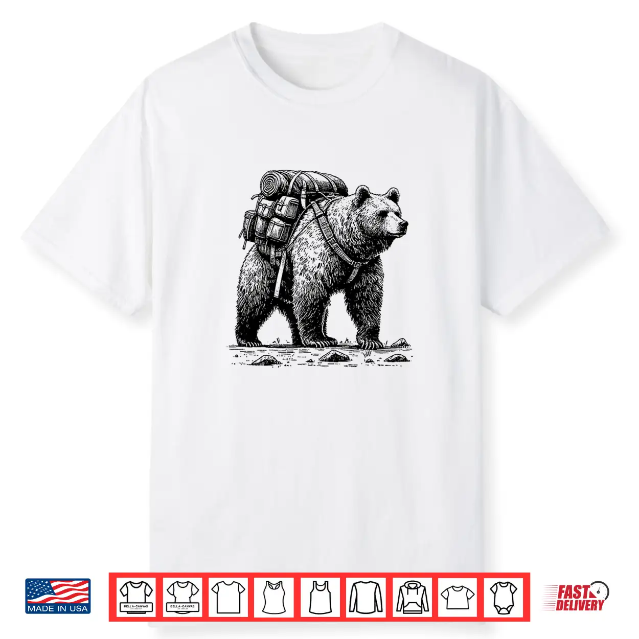 Hiking Grizzly Bear Backpacking Animals Funny Cottagecore Shirt