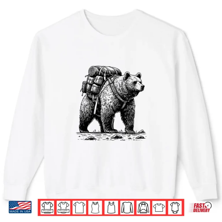 Sweatshirt Hiking Grizzly Bear Backpacking Animals Funny Cottagecore Shirt