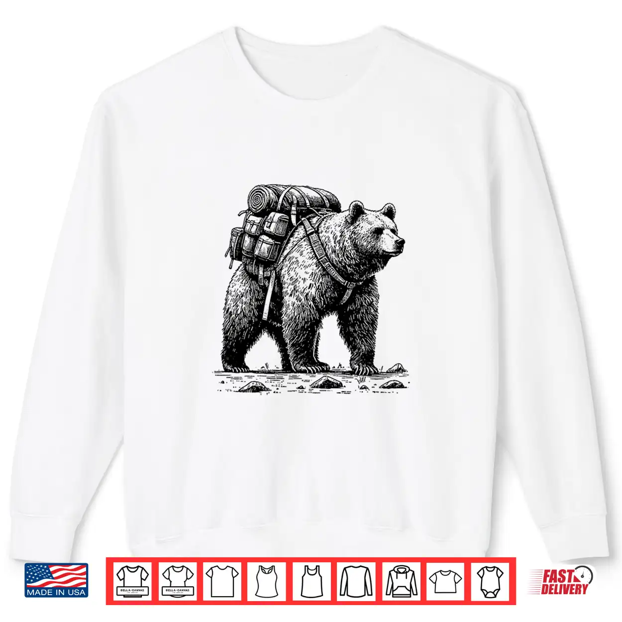 Hiking Grizzly Bear Backpacking Animals Funny Cottagecore Shirt