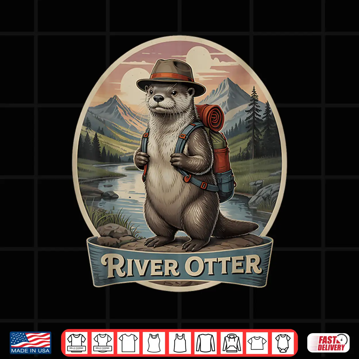 Hiking River Otter Backpacking Animals Cottagecore Aesthetic Shirt Hiking River Otter Backpacking Animals Cottagecore Aesthetic Shirt