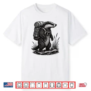 Hiking Badger Backpacking Animals Funny Cottagecore Shirt