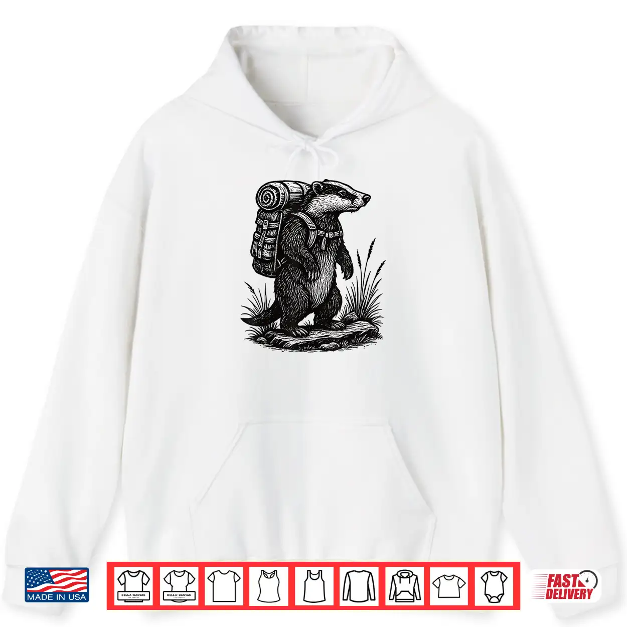 Hiking Badger Backpacking Animals Funny Cottagecore Shirt