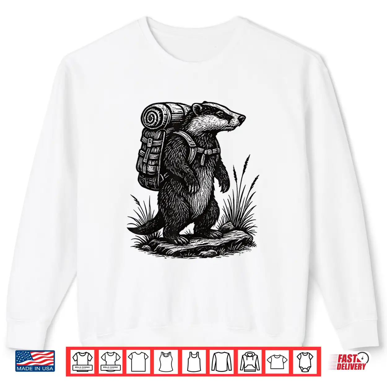 Hiking Badger Backpacking Animals Funny Cottagecore Shirt