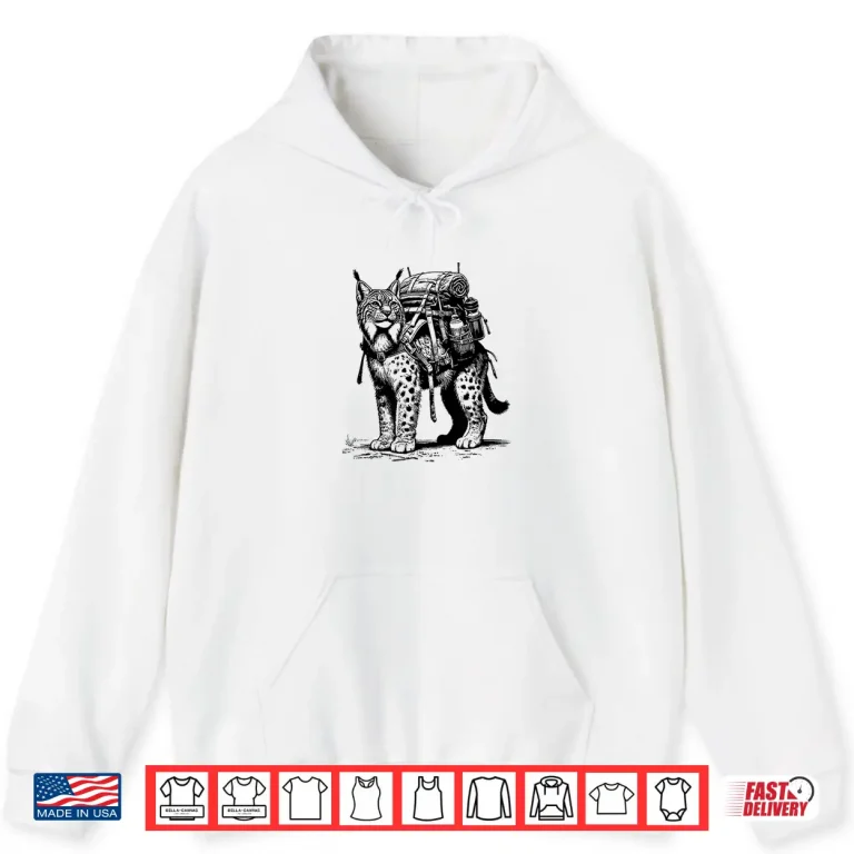 Hoodie Hiking Lynx Backpacking Animals Funny Cottagecore Shirt