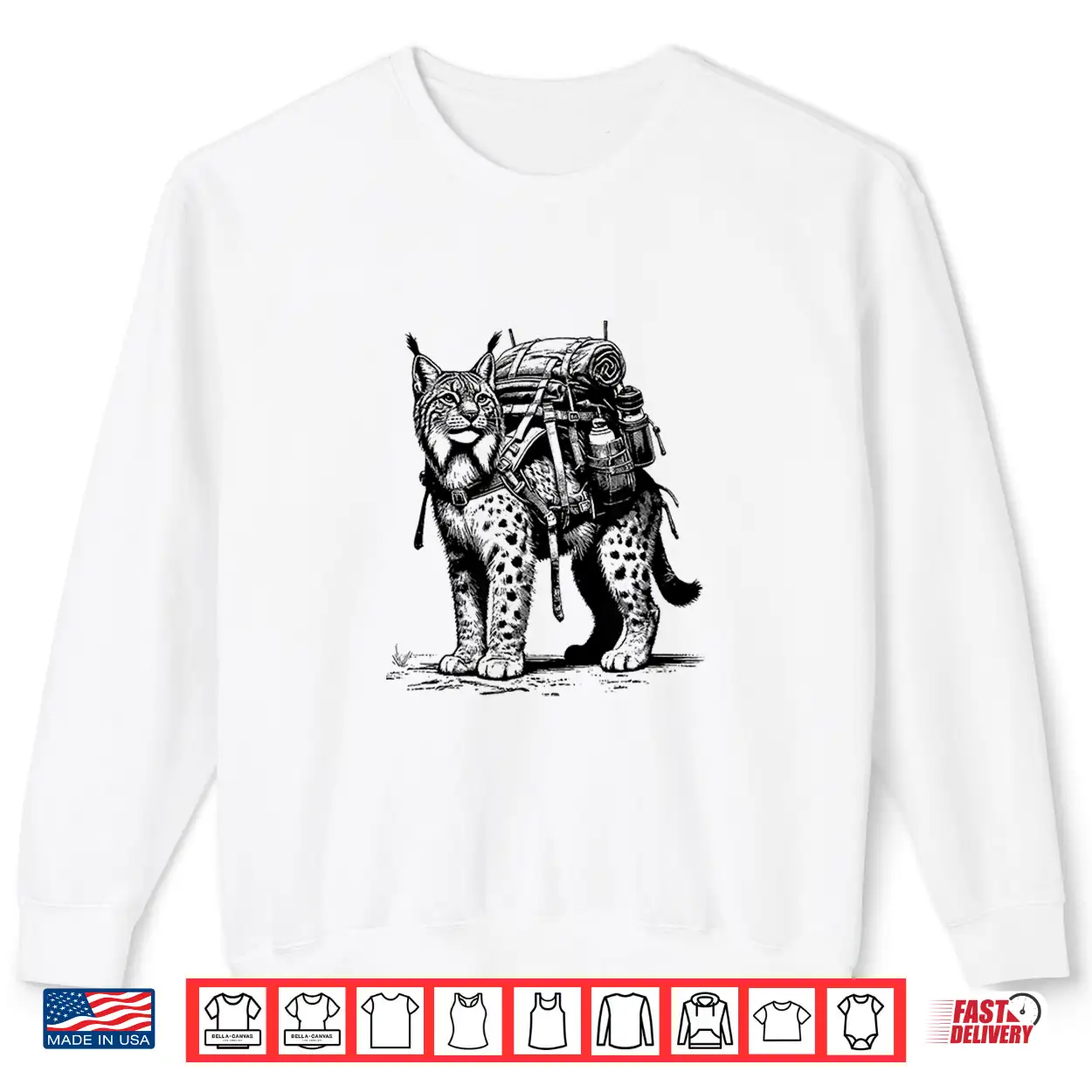 Hiking Lynx Backpacking Animals Funny Cottagecore Shirt