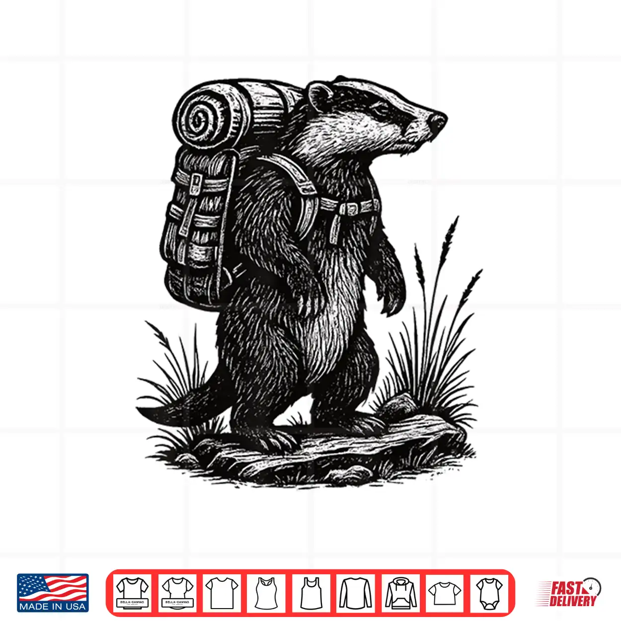 Hiking Badger Backpacking Animals Funny Cottagecore Shirt