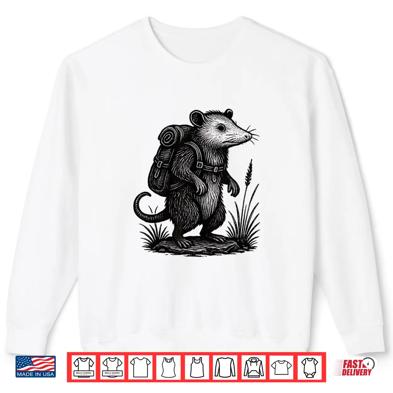 Hiking Opossum Backpacking Animals Funny Cottagecore Shirt