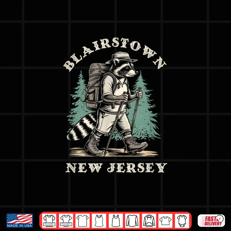 Design Blairstown New Jersey NJ Hiking Raccoon Vacation Souvenir Shirt