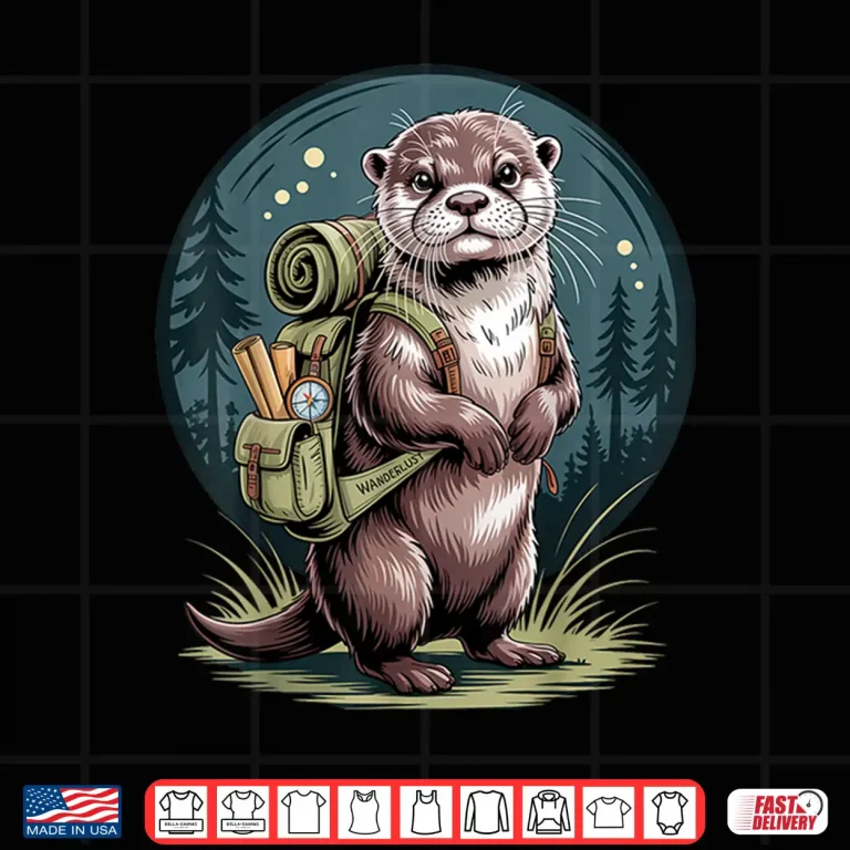 Design Cute River Otter Hiking Backpacking Wilderness Backpack Shirt