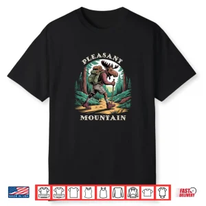 Pleasant Mountain Maine Me Hiking Trail Backpacking Moose Shirt