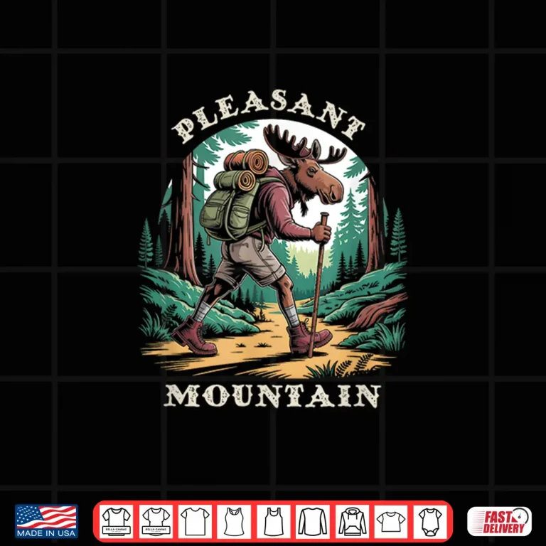 Design Pleasant Mountain Maine ME Hiking Trail Backpacking Moose Shirt
