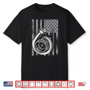 Turbo Us Flag Tuner Car Guy Car Enthusiast Racing Drifting Shirt