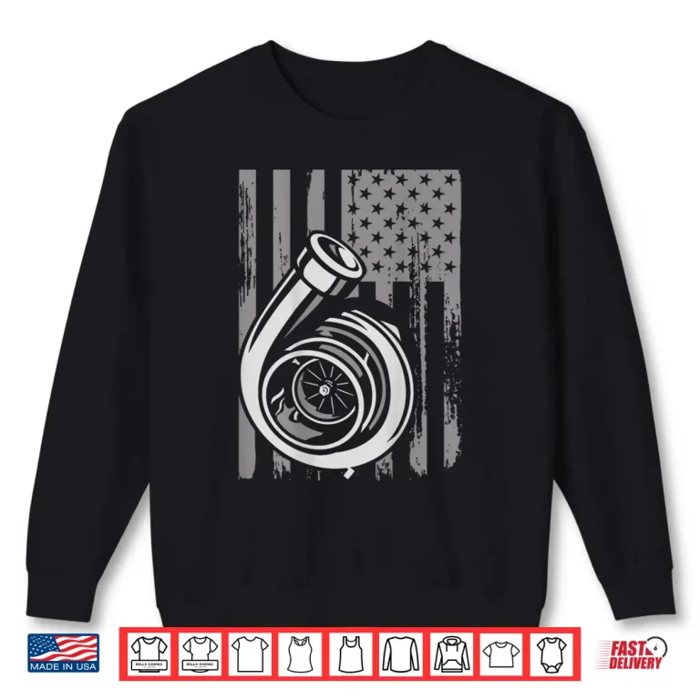 Sweatshirt Turbo US Flag Tuner Car Guy Car Enthusiast Racing Drifting Shirt