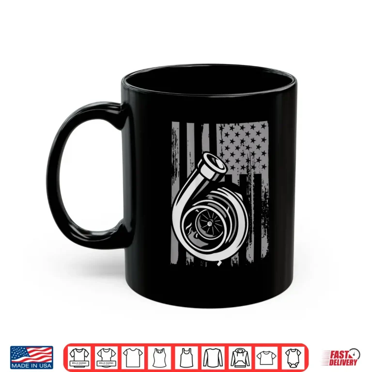 Mug Turbo US Flag Tuner Car Guy Car Enthusiast Racing Drifting Shirt