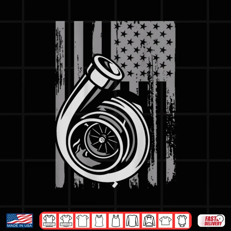 Design Turbo US Flag Tuner Car Guy Car Enthusiast Racing Drifting Shirt