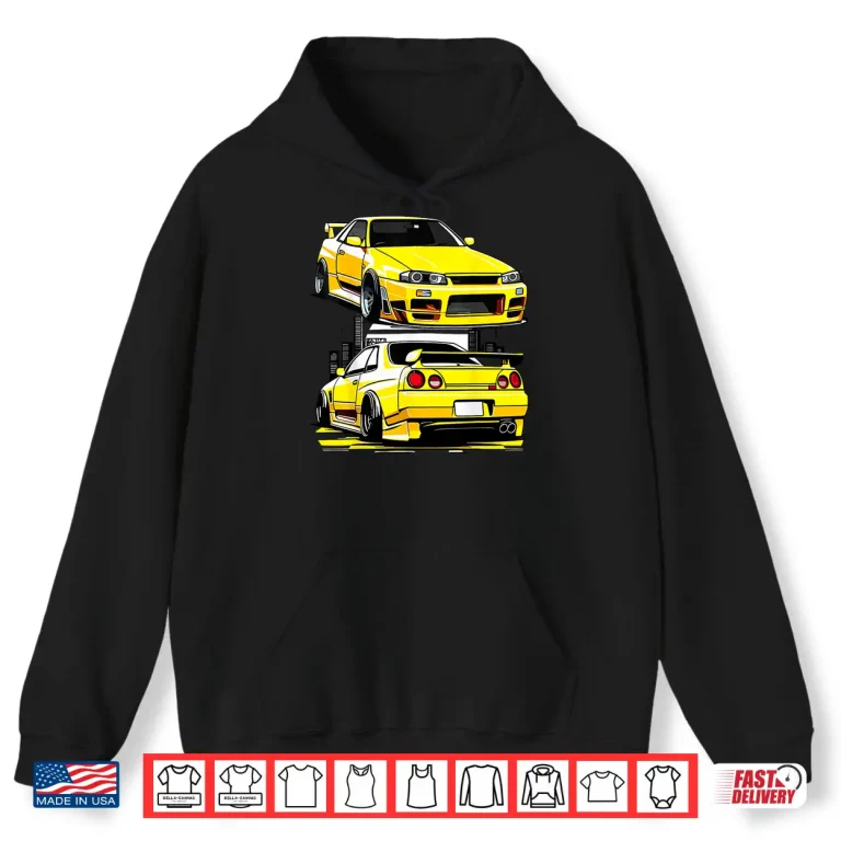 Hoodie Black GT R 32 JDM Skyline Tuner Racing Stance Car Drift Shirt