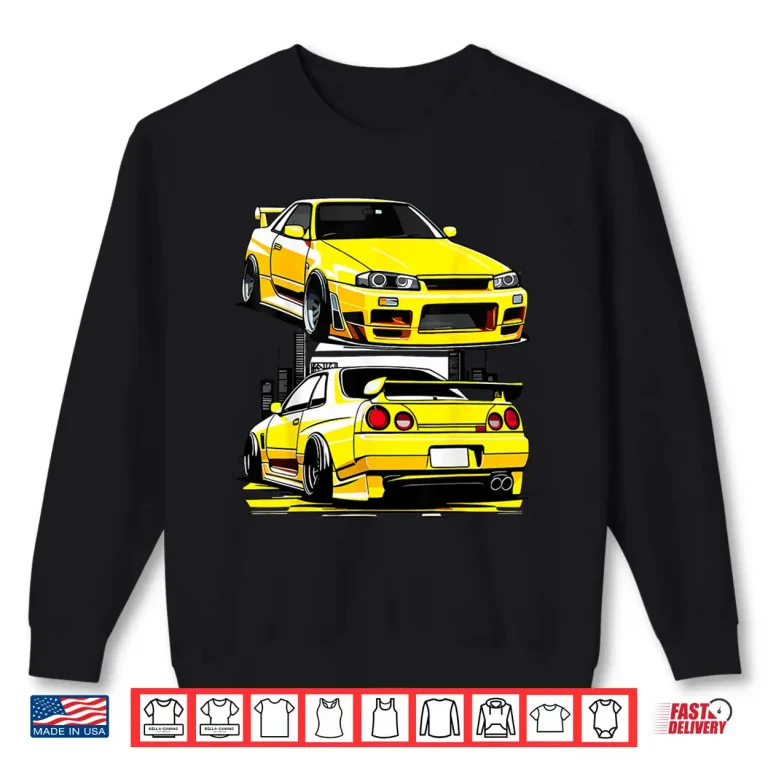 Sweatshirt Black GT R 32 JDM Skyline Tuner Racing Stance Car Drift Shirt