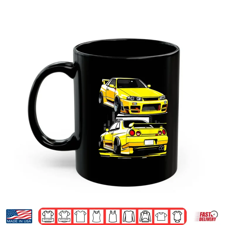 Mug Black GT R 32 JDM Skyline Tuner Racing Stance Car Drift Shirt