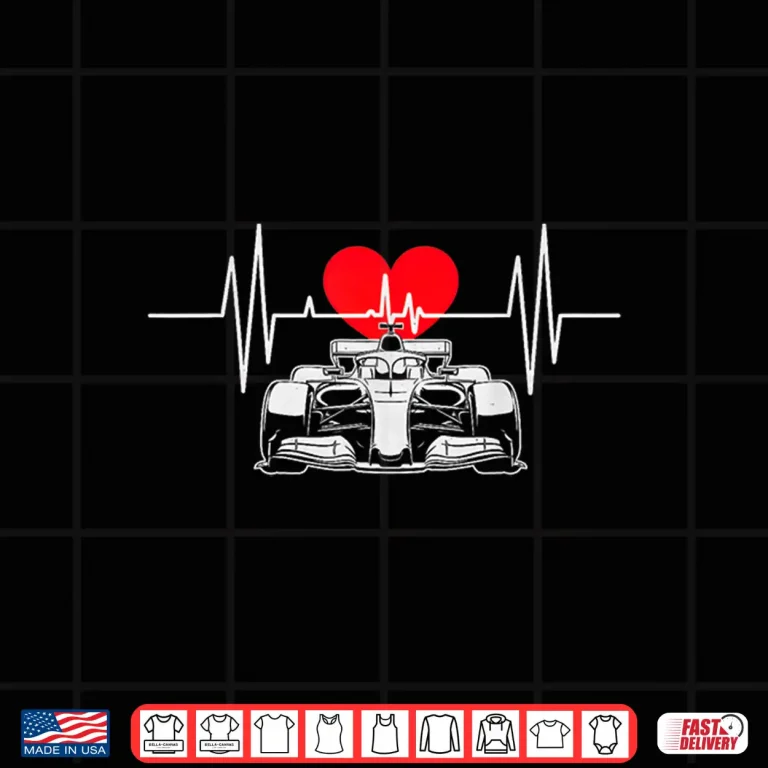 Design Race Car Heartbeat Heat Valentines Day Racing Kid Boy Men Shirt