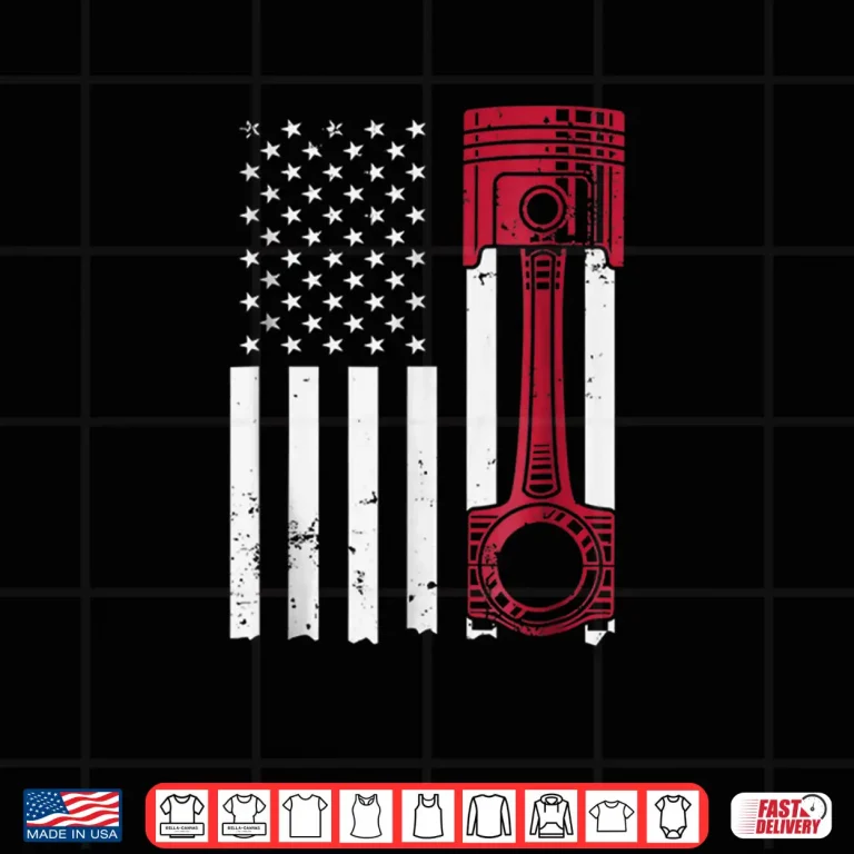 Design Car Enthusiast American Flag Piston Muscle Car Shirt