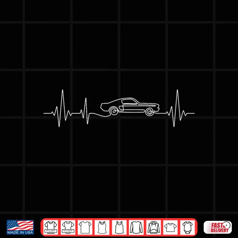 Design Muscle Car Guy Heartbeat Car Enthusiast Classic Car Driver Shirt