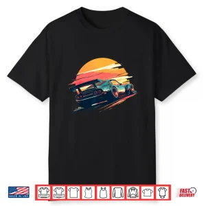 Sunset Speedster Retro Race Car Enthusiast Automotive Art Shirt