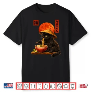 Cat Ramen Kitten Japanese Art Funny Anime Graphic Tee Kawaii Shirt