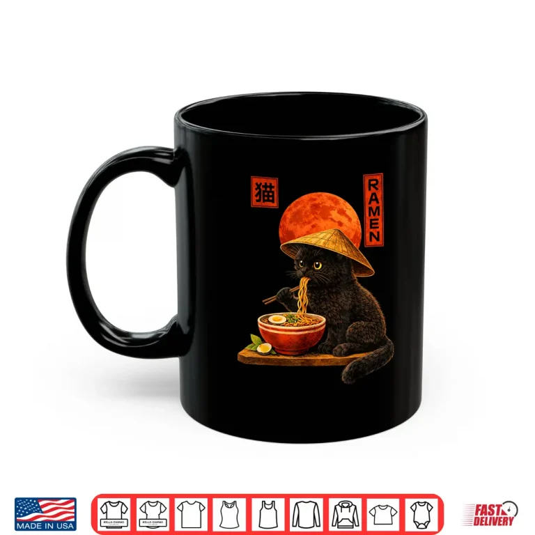Cat Ramen Kitten Japanese Art Funny Anime Graphic Tee Kawaii Shirt 2 Mug Cat Ramen Kitten Japanese Art Funny Anime Graphic Tee Kawaii Shirt