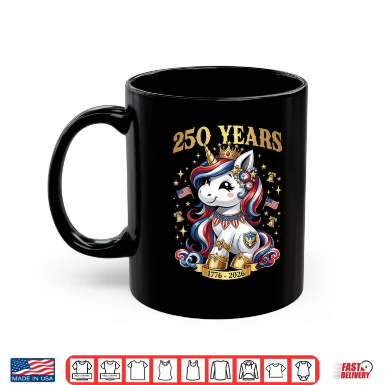 Mug Patriotic USA Unicorn 250 Years 1776 2026 4th of July Girls Shirt