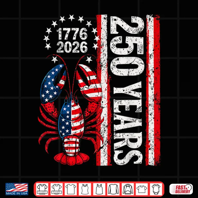 Design Retro Patriotic Crawfish Freedom 250 Years America 1776 2026 Shirt