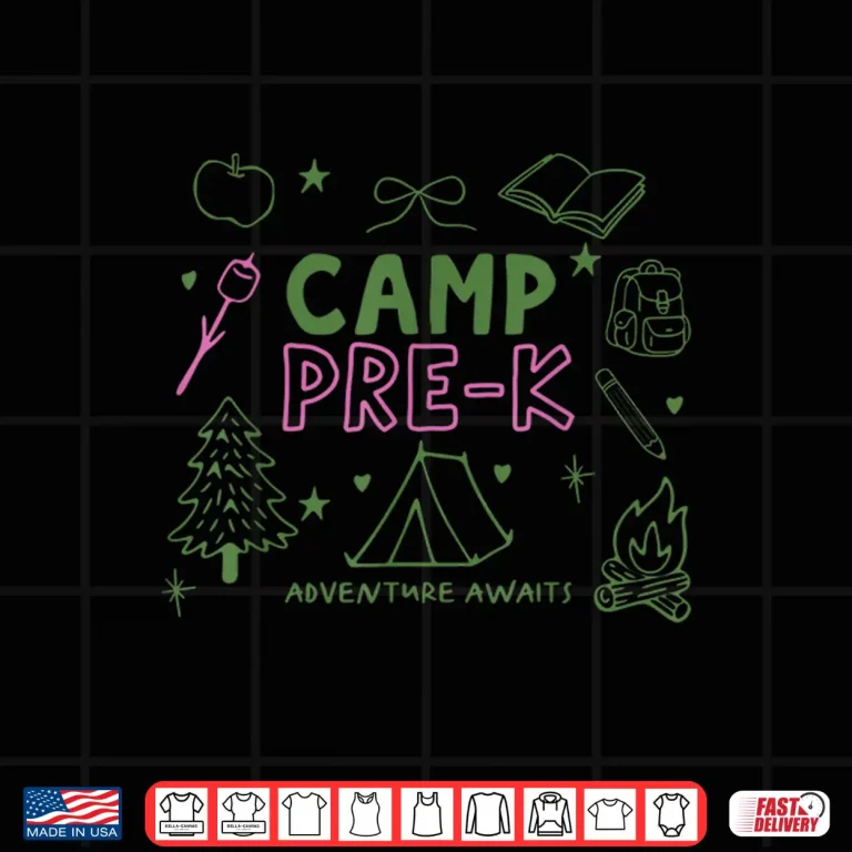 Design Camp Pre K Teacher Camper Camping Hiking Adventure Awaits Shirt 3