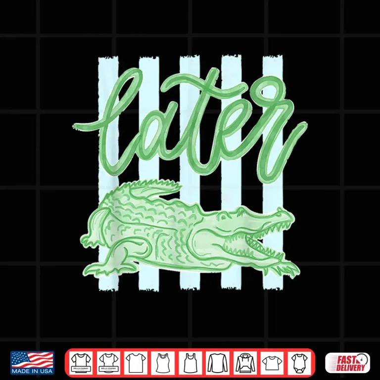 Design Retro Striped Everyday Later Gator Alligator Summer Coastal Shirt 2