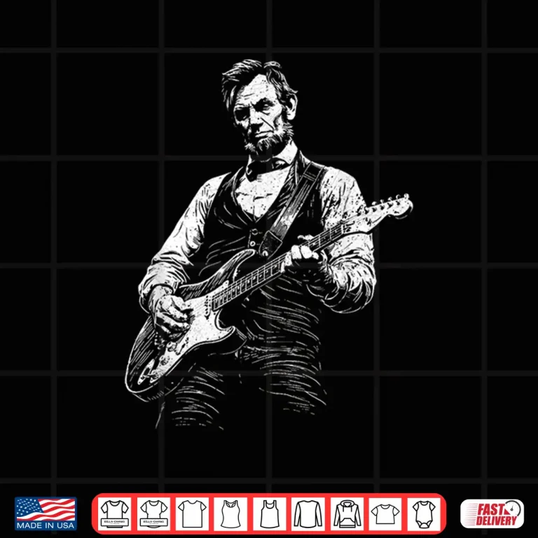 Design President Abraham Lincoln Abe Lincoln Playing Guitar Vintage Shirt