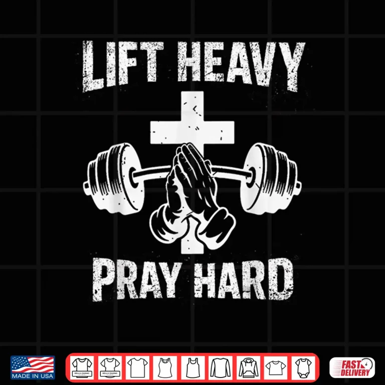 Design Lift Heavy Pray Hard Mens Christian Workout Gym Shirt