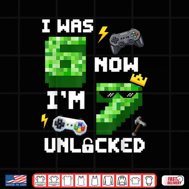 Design 7th Birthday I was 6 Now Im 7 Unlocked 67 Shirt