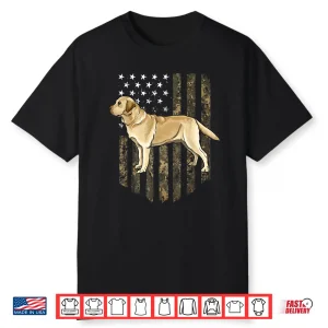 Camo American Flag Yellow Labrador Retriever Fourth Of July Usa Shirt