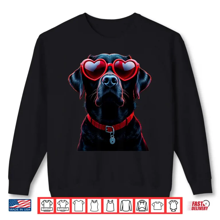 Sweatshirt Labrador Retriever Heart Glasses Dog Valentines Day Shirt