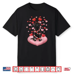Labrador Retriever Valentines Day Dog Black Lab Hearts Shirt