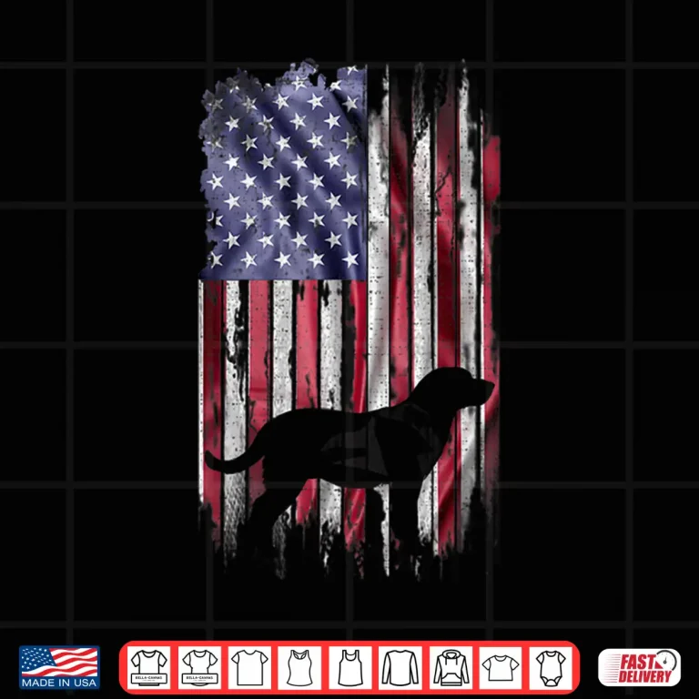 Design Vintage USA Flag Love Labrador Retriever Dog Lab Silhouette Shirt 1