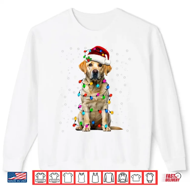 Sweatshirt Yellow Labrador Retriever Christmas Tree Light Pajama Dog Shirt 1