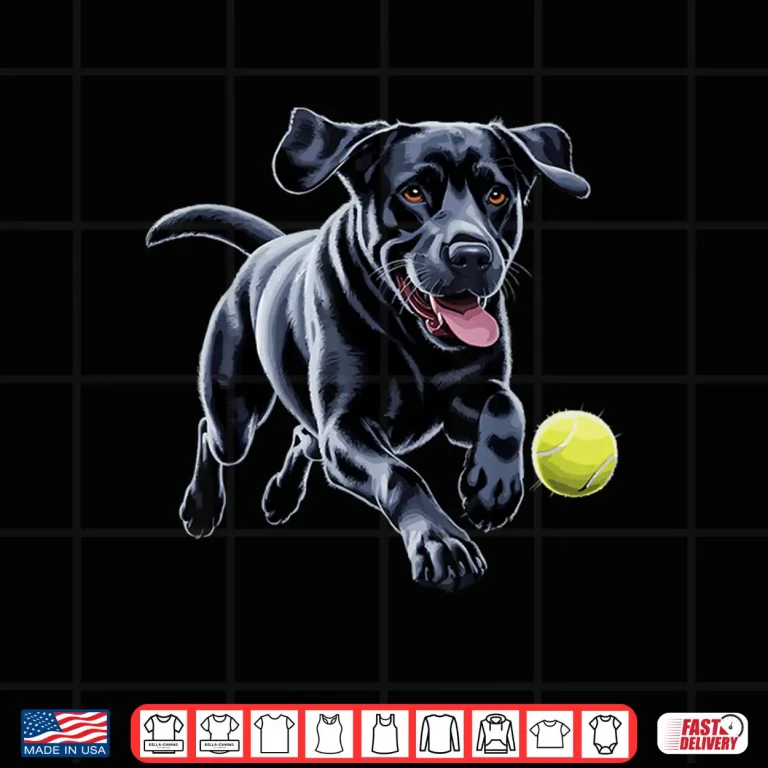Design Black Labrador Retriever Chasing A Ball Puppy Lab Owner Shirt
