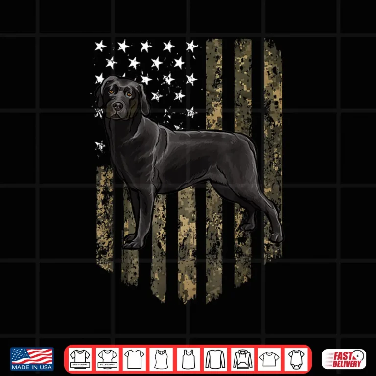 Design Camo American Flag Black Labrador Retriever 4th Of July USA Shirt