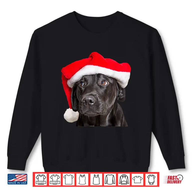 Sweatshirt Cute Black Lab Santa Hat Christmas Dog Labrador Retriever Shirt