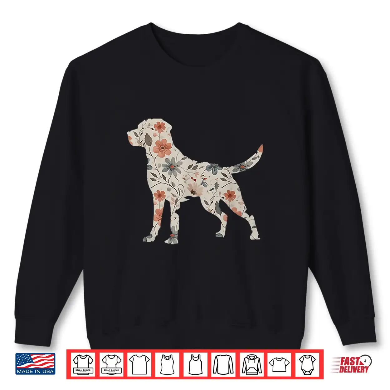 Floral Labrador Retriever Silhouette Vintage Labrador Boho Shirt